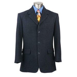 LKNW J. CREW Blazer Jacket Sz. L Pinstripe Charcoal Gray Wool Blend Striped